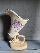 Spaulding China Vintage Hand Painted Floral Cornucopia Gold Trim Vase picture