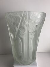 Vtg. Barolac Czech Josef Inwald Heavy Crystal Frosted Glass Forrest Vase 10