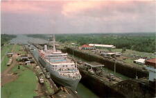 Gatun Locks, Atlantic side, Panama Canal, Ocean Breeze, engineering, Postcard picture