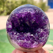 194G Natural Uruguayan Amethyst Quartz crystal open smile sphere picture