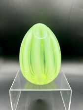 Ron Hinkle for Fenton - Uranium Vaseline Glass Egg With Opalescent Ribbon picture