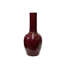 Chinese Vintage Brick Red Round Long Neck Porcelain Art Vase ws3405 picture