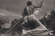1930s Vintage LIONEL WENDT Ceylon Man Punting Boat Sri Lanka Photo Art 11x14 picture