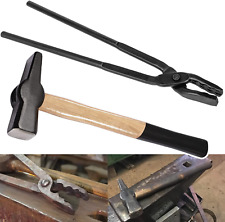 Blacksmith 17” Wolf Jaw Tongs and Hammer Tool Set Essential Tools for Blacksmith picture
