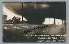 RPPC Tornado Cloud Cyclone OMAHA NE 1913 Nebraska Real Photo Postcard picture