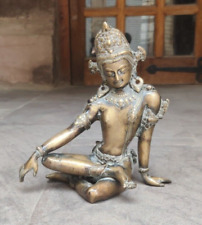 Brass Indra Statue Dev God Idol Lord Decor Figurine Hindu Home Sitting Vaastu picture