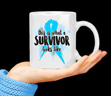 Prostate Cancer Awareness Survivor Blue Ribbon 11oz. Coffee Mug Tea Cup  picture
