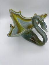 Sunset Company Art Glass Swan MCM Hand Blown Stretch Glass Heavy Centerpiece EUC picture