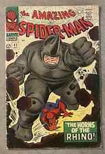 THE AMAZING SPIDER-MAN #41 OCT 1966 *BIG SILVER AGE MARVEL KEY* FIRST RHINO VG- picture