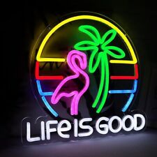 LIFE IS GOOD LED Neon Light Sign 13x14Inch For Bar Beer Pub Wall Decor USB Power picture