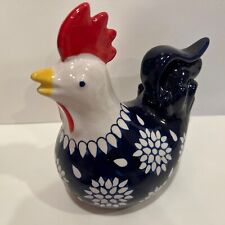 Mikasa Home Accents Ceramic Rooster Chicken Blue White and Red  picture