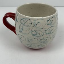Anthropologie Sleeping Cats Mug Cup-Leah Reena Goren Red Handle Base Teal Cats picture