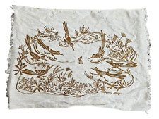 Vintage MCM HARWOOD STEIGER Hand Printed Linen Southwestern Roadrunner Placemat picture