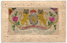 Belgium, Souvenir de Belgique, Crest, Vintage Wowen Silk Postcard picture