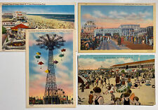 4 1930's Coney Island, New York Linen Postcards ~ Ostend Baths, Far Rockaway NY picture