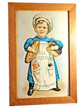 I Use Yeast Foam Embossed Tin Sign Wood Frame Vintage Girl Baker 19 x 13 inch picture