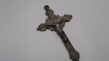 Vintage Silver Plated Wall Hanging Crucifix Cross Skull and Crossbones 4.75