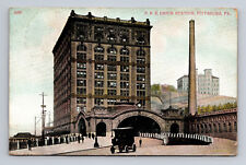 Postcard Pittsburgh PA Pennsylvania PRR Union Station Early Car picture