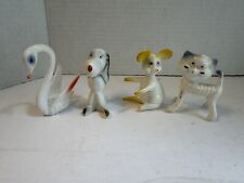 LOT OF 4 VINTAGE 1970s White ACRYLIC LUCITE ANIMAL FIGURES 2” Tall picture