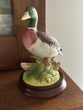 Vintage By Andrea Mallard Duck Porcelain Figurine With Wood Base Number 6721 picture