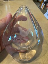 Orrefors Crystal Palmquist  Teardrop Vase Bird on Branch Etched Signature Signed picture