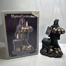 Vtg RARE Mystical Creations - Vampire Skeleton w Tray of Skulls Tea Light Gothic picture