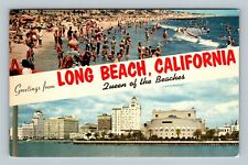Long Beach CA, Banner Greetings, California Vintage Postcard picture