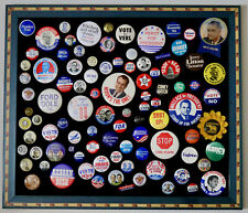 political campaign pins lot on a star and stripes bulletin board  picture