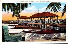 Linen Postcard Charter Boats at Piers in Miami, Florida~135704 picture