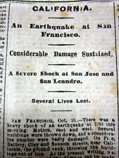1868 newspaper GREAT HAYWARD SAN FRANCISCO BAY EARTHQUAKE Destroys California  picture