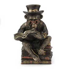 Scholar chimpanzee in a hat sitting on books Steampunk style 7.75