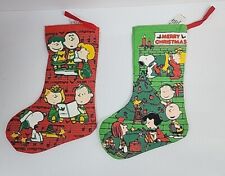 Two Vintage 1966 United Feature Syndicate Peanuts Gang Christmas Stocking Snoopy picture