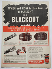 1942 Eveready Batteries Vintage WWII Print Ad Using Your Flashlight Blackout picture