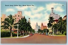 Miami Beach Florida FL Postcard Hotels Along Collins Ave. c1940 Vintage Antique picture