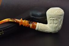 Scales Of Justice Pipe Billard Bowl BLOCK MEERSCHAUM-NEW-HAND CARVED W Case#1179 picture