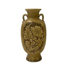 Chinese Ceramic Brown Glaze Earthenware Flower Accent Vase ws2762 picture