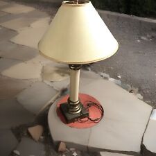 Stiffel Cream Faux Leather Table Lamp Mid-Century Modern Reptile Shade Brass picture