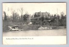 Peoria IL-Illinois, Glen Oak Park, Pavilion, Boat House, Vintage Postcard picture