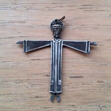 Jesus Body In Shape Of Cross Pendant  From Italy Silver Tone Metal Stamped Italy picture