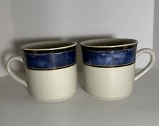 Vintage Gibson Royal Duchess Blue Navy China Set of 2 Coffee Tea Mugs Cup 1990's picture