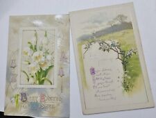 2 Vintage Embossed Easter PostcardsFlowers 1924 Embossed picture
