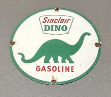 VINTAGE 12” SINCLAIR DINOSAUR GASOLINE MOTOR OIL PORCELAIN SIGN CAR GAS TRUCK picture