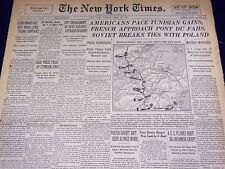 1943 APRIL 27 NEW YORK TIMES - AMERICANS PACE TUNISIAN GAINS - NT 1762 picture