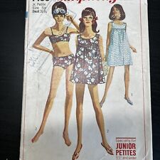 Vintage 1960s Simplicity 7106 Mod Beach Dress + Bikini Sewing Pattern 5 Jr P CUT picture
