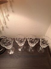 Elegant Vintage Heisey Rose Crystal Waverly Wine Glasses(4) Excellent Condition picture