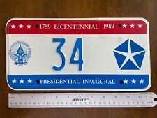 Vintage 1989 Bicentennial Presidential Inaugural License Plate Tag 34 Dodge picture