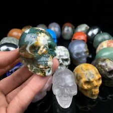 5pcs 2'' Natural Quartz Crystal Skull Hand-Carved Reiki Decor Sculpture Healing picture