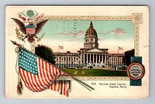 Topeka KS-Kansas, Kansas State Capitol, Antique, Vintage c1909 Souvenir Postcard picture