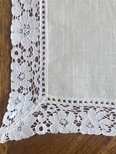 NOS 13 Pc Vintage 100% LINEN 70s Dinner Napkins Ivory Lace Edge Marshall Fields picture