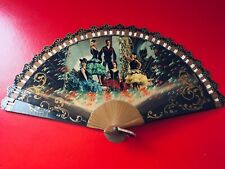 Super Neat Vintage Flamenco Dance Wooden Folding Hand Fan 7.5'' picture